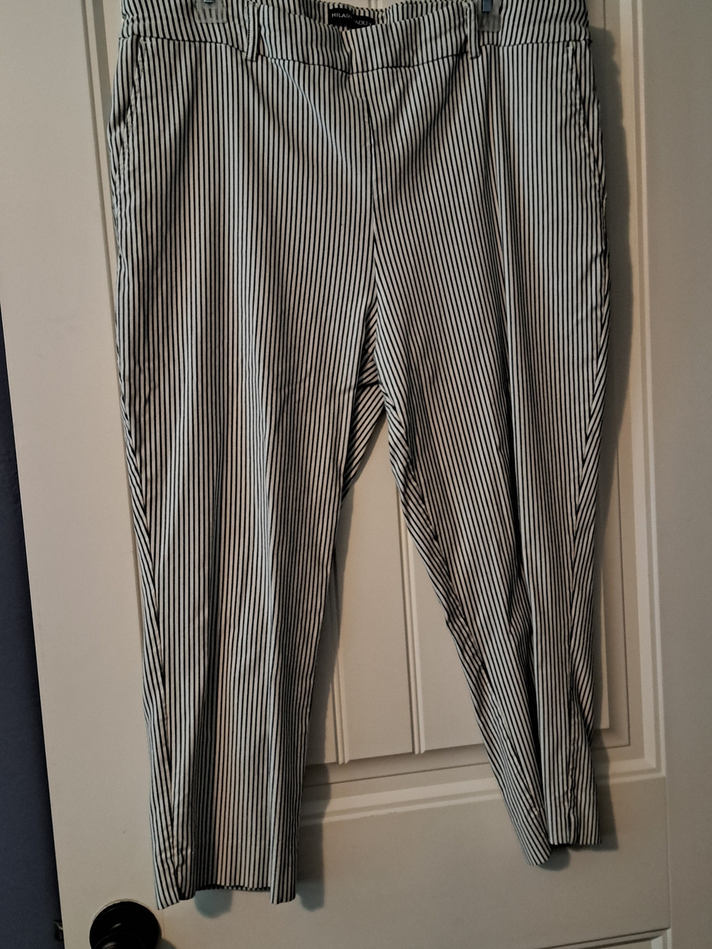 Hilary Radley Black and White Pinstripe Pants